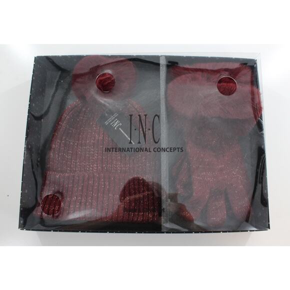 INC International Concepts Faux Fur Beanie Hat & Gloves Gift Set #GS003 - Picture 2 of 2